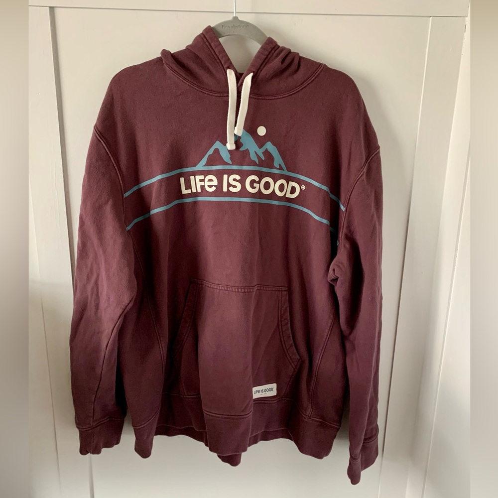 Life Is Good Hoodie with Blue Accents